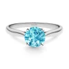Anillo Oro Zircon Azul Solitario Nicole