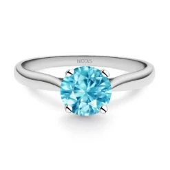 Anillo Oro Zircon Azul Solitario Nicole 1.00ct