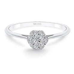 Anillo Pasión de Diamantes 0.15 Hexagonal Oro Blanco