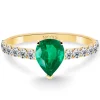 Anillo pera Lolita Esmeralda y Diamantes 0.85 Oro Amarillo