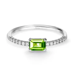 Anillo Peridoto Delphina Diamantes Oro Blanco