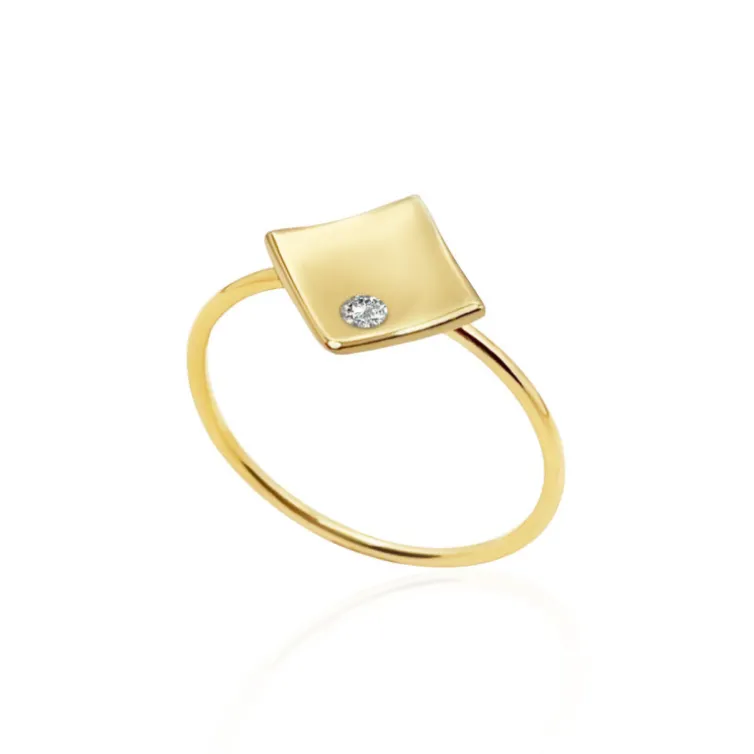 Anillo Rombo Diamante Oro Amarillo Always