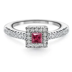Anillo Rubí y Diamantes Diamond Color Orla Square