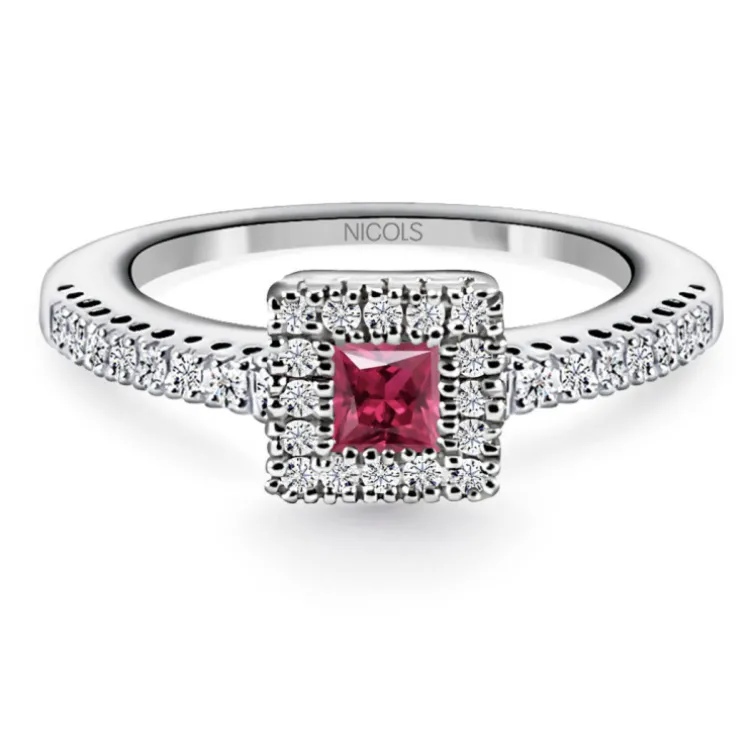Anillo Rubí y Diamantes Diamond Color Orla Square