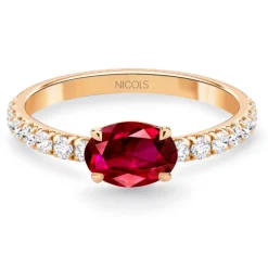Anillo Rubí y Diamantes Lolita 0.45 Oro Rosa