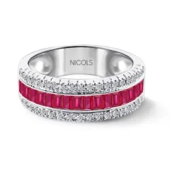 Anillo Rubíes y Diamantes Baguette Amelia 0.30