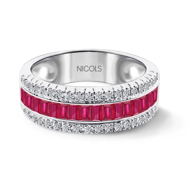 Anillo Rubíes y Diamantes Baguette Amelia 0.30