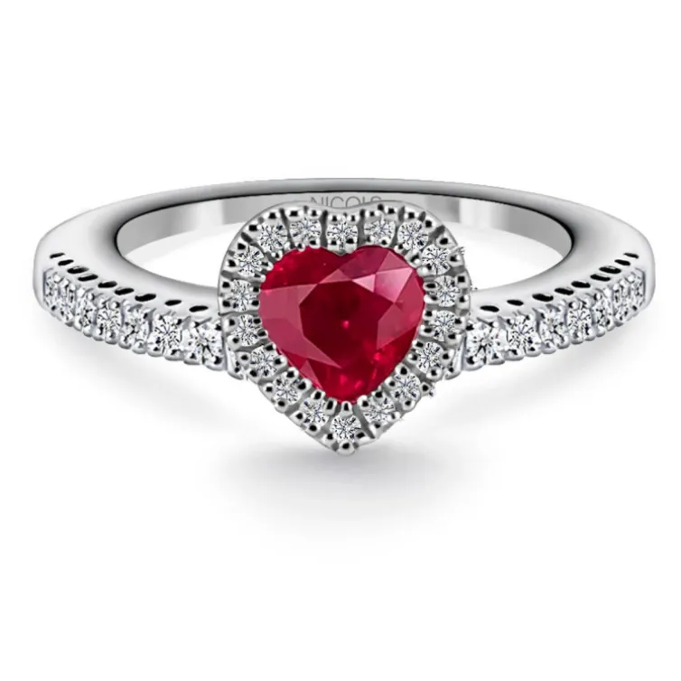 Anillo Rubi y Diamantes Corazon Heart Diamond Color