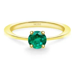 Anillo Solitario Esmeralda Isabella 0.50Ct Oro Amarillo
