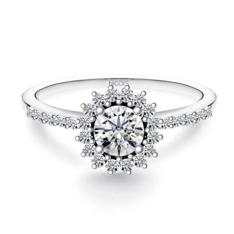 Anillo Solitario Margarita 0.30 brazo diamantes