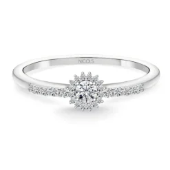 Anillo Solitario Margarita 0.15 brazo diamantes