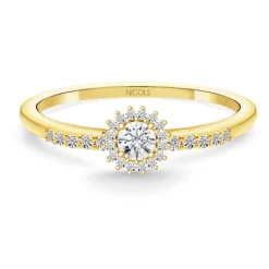 Anillo Solitario Margarita 0.15 brazo diamantes Oro Amarillo