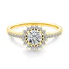 Anillo Solitario Margarita 0.50 brazo diamantes Oro Amarillo