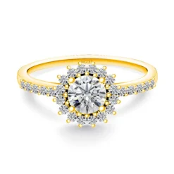 Anillo Solitario Margarita 0.50 brazo diamantes Oro Amarillo