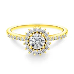 Anillo Solitario Margarita 0.30 brazo diamantes Oro Amarillo