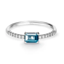 Anillo Topacio London Delphina Diamantes Oro Blanco