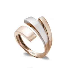 Anillo Tribanda Cuadrada Oro Rosa Y Oro Blanco