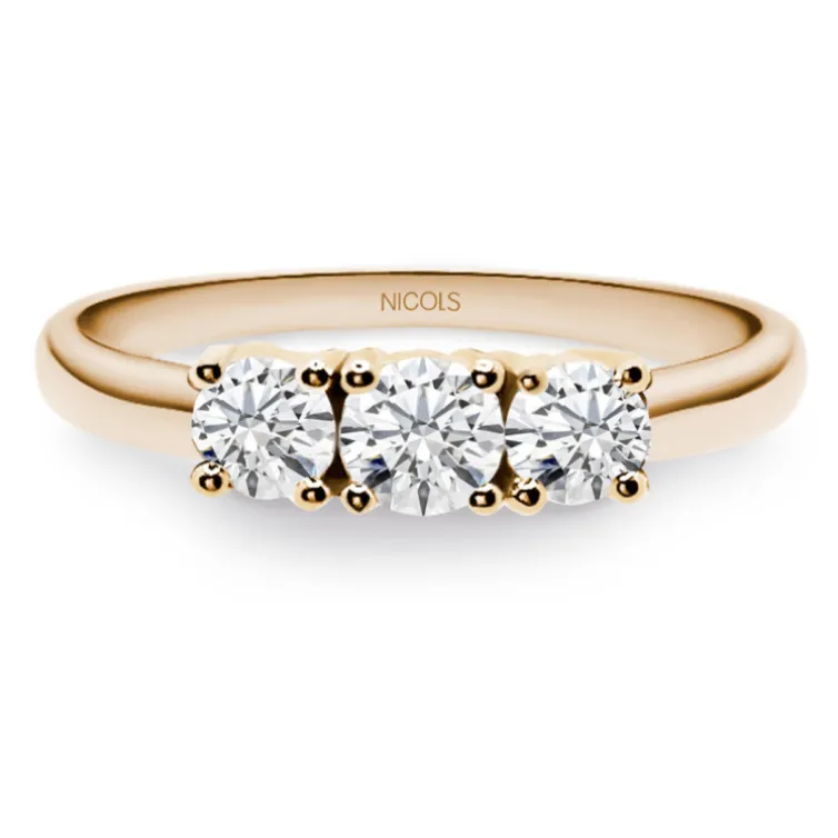 Anillo Trilogy 0.80 Diamante Oro Rosa