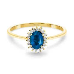 Anillo Zafiro 0.50 Diamantes Candy Oro Amarillo