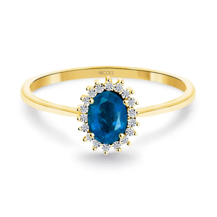 Anillo Zafiro 0.50 Diamantes Candy Oro Amarillo