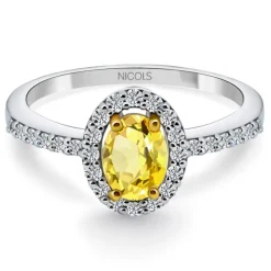 Anillo Zafiro Amarillo Dalia Sunset 0.60