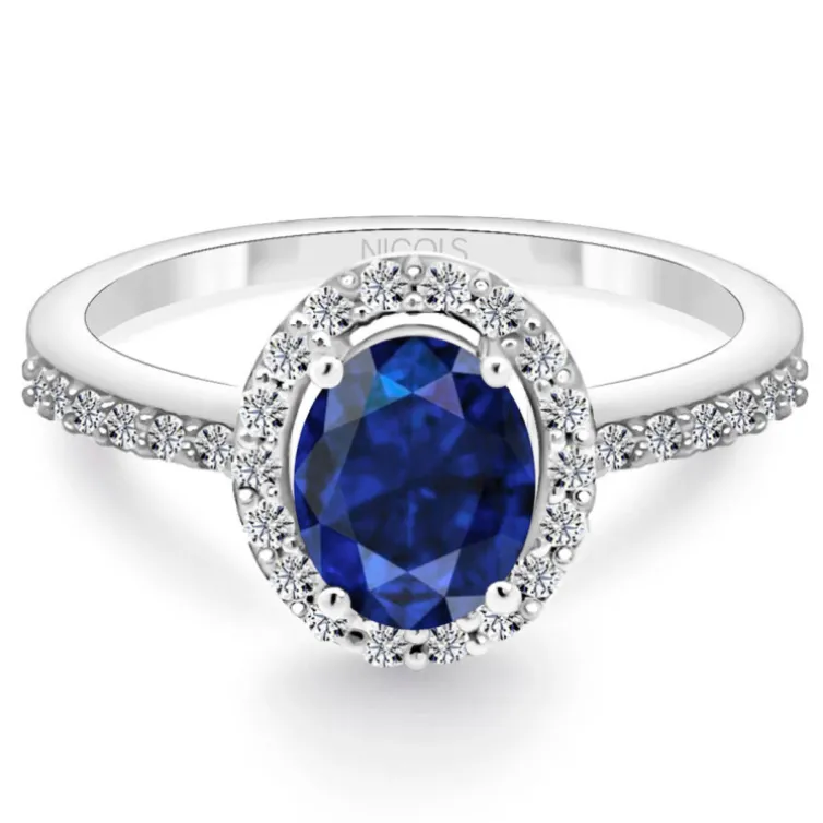 Anillo Zafiro Azul Dalia Sunset 1.00 Oro Blanco