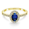 Anillo Zafiro azul oval Sunset 0.60 oro amarillo
