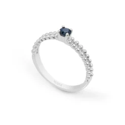 Anillo Zafiro Azul Solitario Bolitas