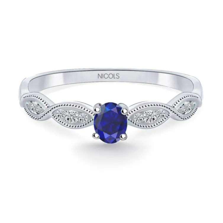Anillo Zafiro Azul Wave