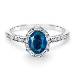 Anillo Zafiro Oval y Diamantes Colour Oval
