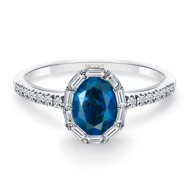 Anillo Zafiro Oval y Diamantes Colour Oval