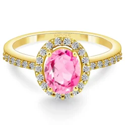 Anillo Zafiro Rosa Dalia Sunset 1.00 Oro Amarillo