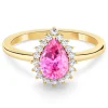 Anillo zafiro rosa y diamantes Alba Oro amarillo