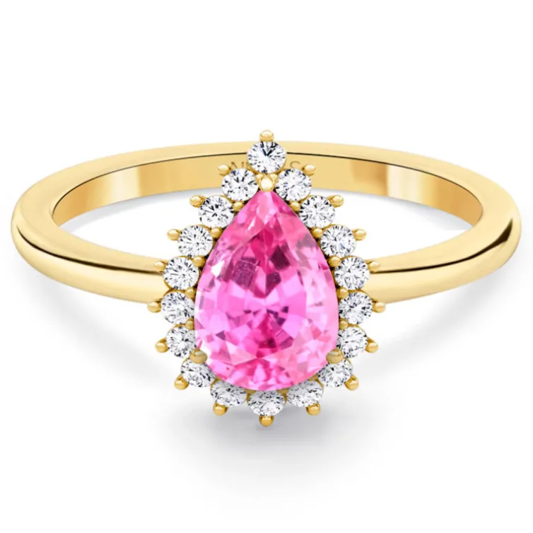 Anillo zafiro rosa y diamantes Alba Oro amarillo