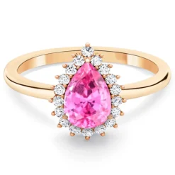 Anillo zafiro rosa y diamantes Alba Oro rosa