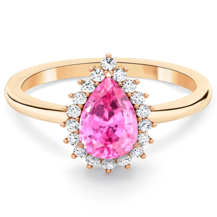 Anillo zafiro rosa y diamantes Alba Oro rosa