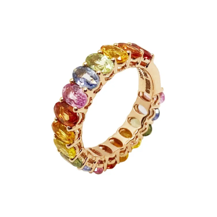 Anillo Zafiros Colores Oro Rosa Rainbow