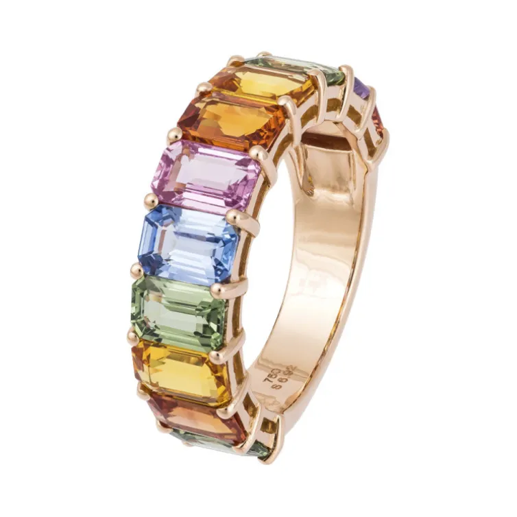 Anillo Zafiros Colores Oro Rosa Rainbow