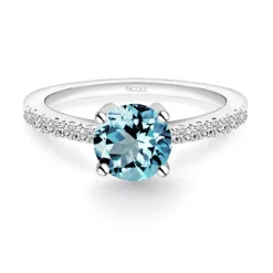 Anillo Zircón Y Diamantes Aniversario Dafne
