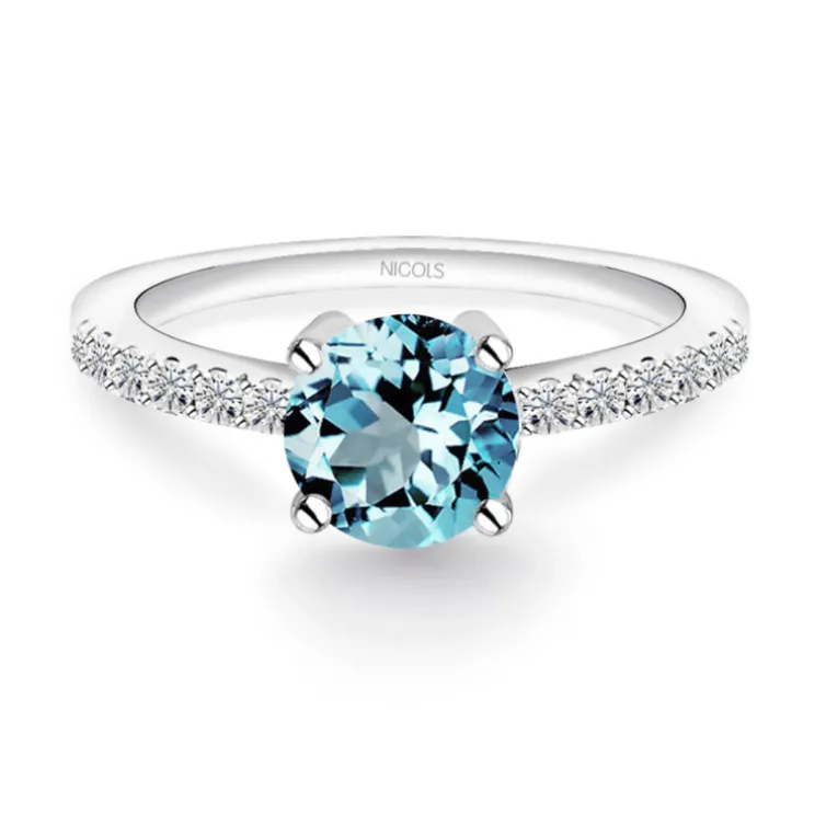 Anillo Zircón Y Diamantes Aniversario Dafne
