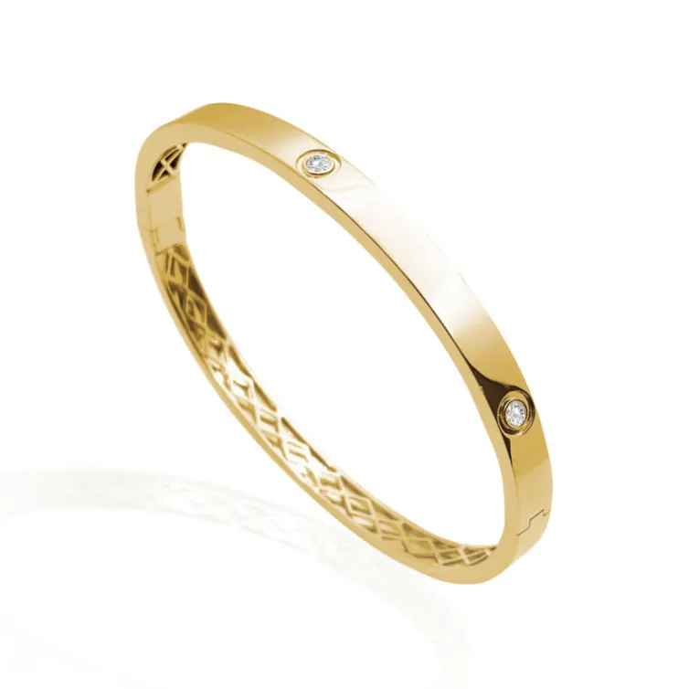 Brazalete de Oro Amarillo y Diamantes Tornillos Armonia 5mm