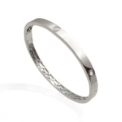 Brazalete de Oro Blanco y Diamantes Tornillos Armonía 5mm