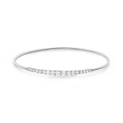 Brazalete Tubo Redondo Oro Blanco Eloise 17 Diamantes