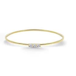 Brazalete Tubo Redondo Oro Amarillo Eloise 3 diamantes