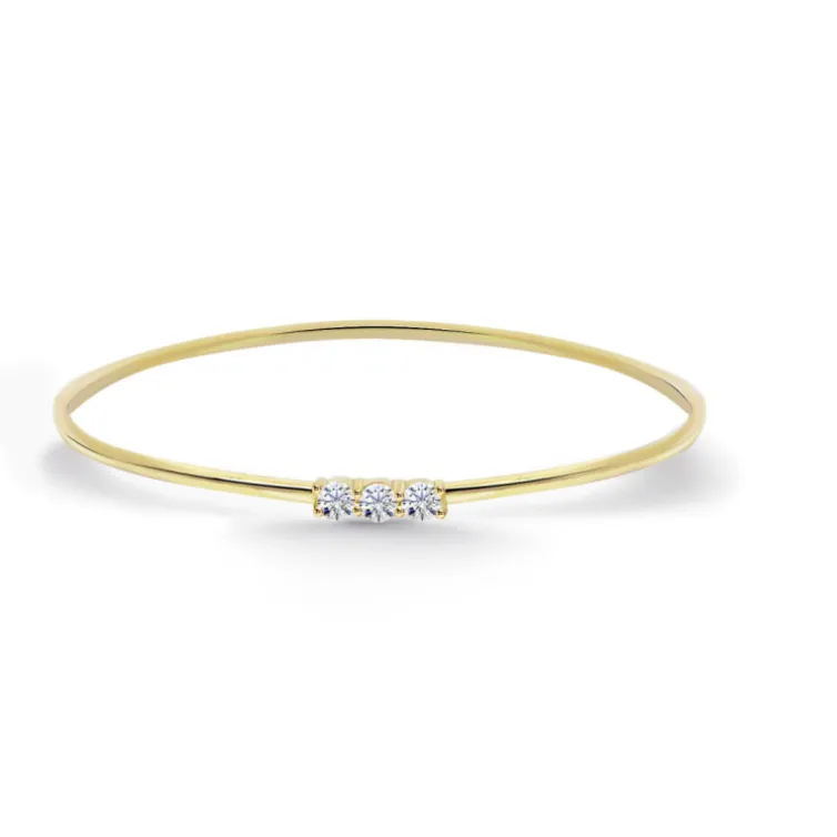 Brazalete Tubo Redondo Oro Amarillo Eloise 3 diamantes