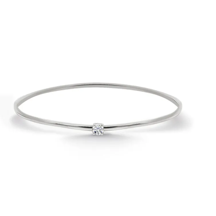 Brazalete Tubo Redondo Oro Blanco Eloise 1 Diamante