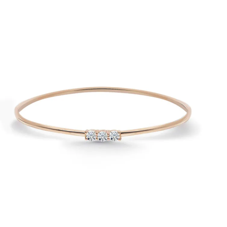Brazalete Tubo Redondo Oro Rosa Eloise 3 diamantes