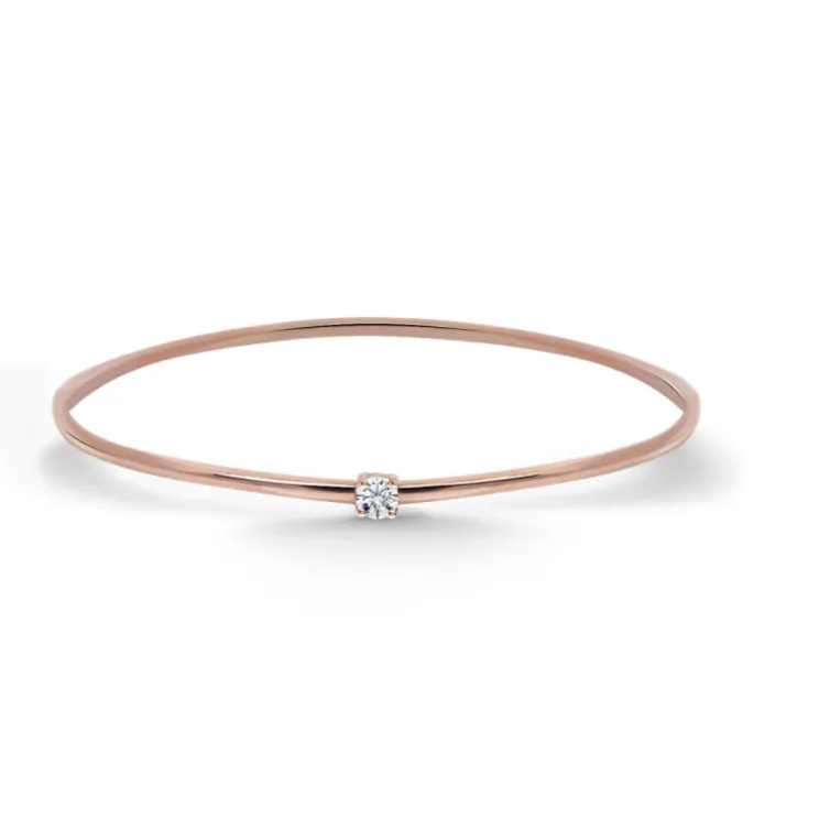 Brazalete Tubo Redondo Oro Rosa Eloise 1 Diamante