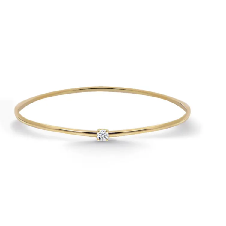 Brazalete Tubo Redondo Oro Amarillo Eloise 1 Diamante