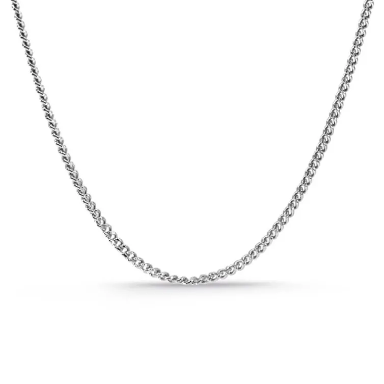 Cadena 60 cm Oro blanco 18K 1.7mm Maciza Barbada